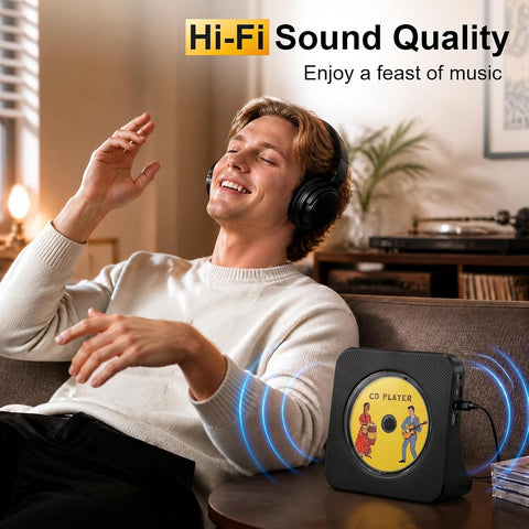Gueray CD Player Portable Bluetooth Desktop CD Player for Home (Black)