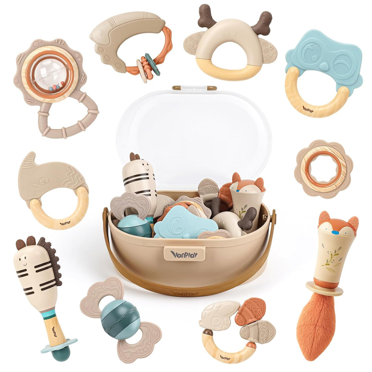 Baby Rattles & Teethers Set, Baby Toys 0-6 Months, Teething Toys 3-6 Months