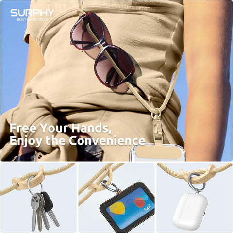 SURPHY Phone Lanyard Crossbody, Phone Strap Crossbody with 2 Tether Tabs