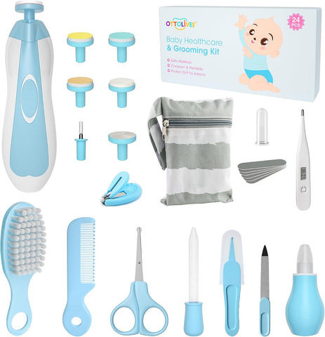 Baby Grooming Kit with Electric Nail Trimmer, 0-3 Years+, Blue
