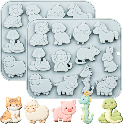 2pcs Animal Chocolate Silicone Molds, 12-Cavity, 7.83 x 6.57 inches