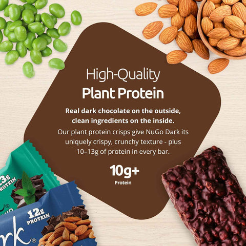 NuGo Dark, Pretzel w/SS, 12g Vegan Protein Bar, Gluten Free, 24 Count