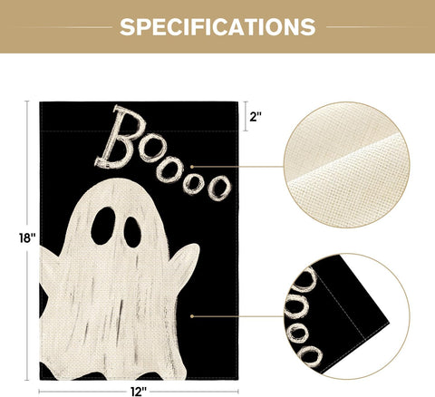 AVOIN colorlife Ghost Boo Halloween Garden Flag 12x18 Inch for Outside
