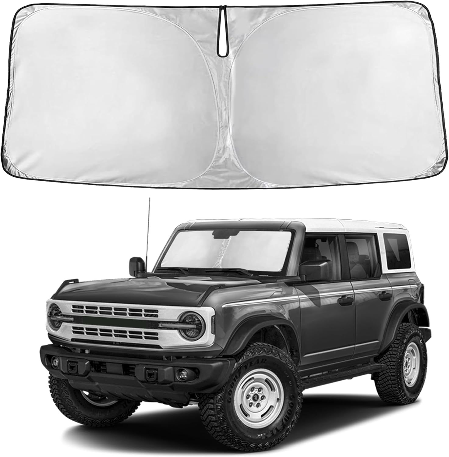 EcoNour Windshield Sunshade Compatible for Ford Bronco 2021-2024 2025 2026
