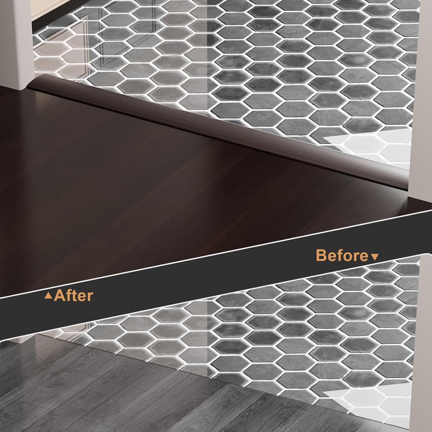 Floor Transition Strip for Carpet to Tile, Walnut, 4' x 1.97"