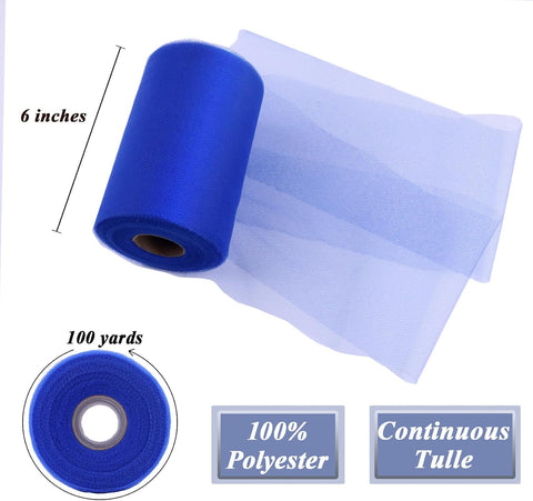 Royal Blue Tulle Fabric Roll 6 Inch x 100 Yards Tulle Ribbon