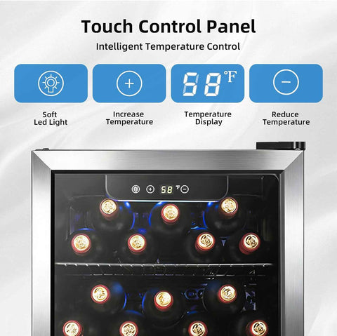 Antarctic Star 1.7 Cu.Ft Beverage Cooler for Up to 68 Cans, Compact Drink Fridge with Stainless Steel Glass Door, Digital Display and Electronic Temperature Control, Silver
