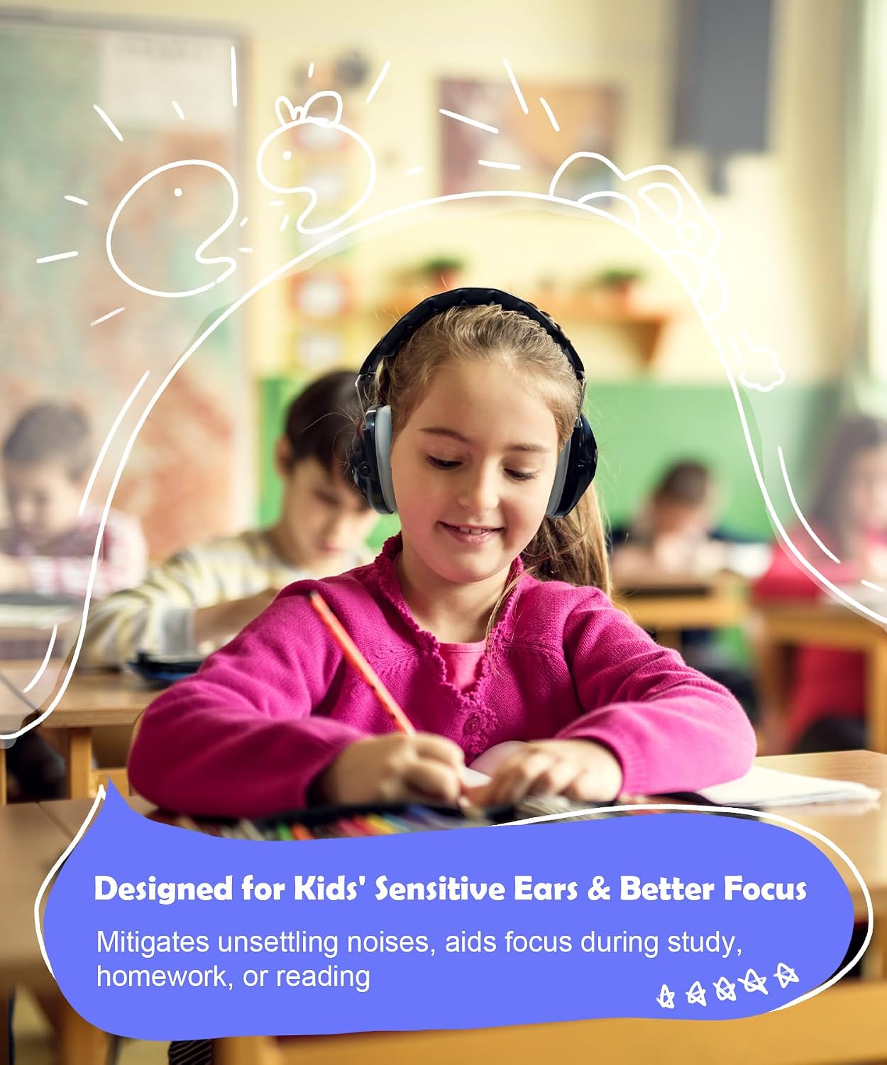 PROHEAR 032 Noise Cancelling Headphones for Kids, 25dB Noise Reduction, Adjustable Sensory Ear Protection Muffs for Autism, Concerts, Fireworks, Monster Truck Shows & School – Black