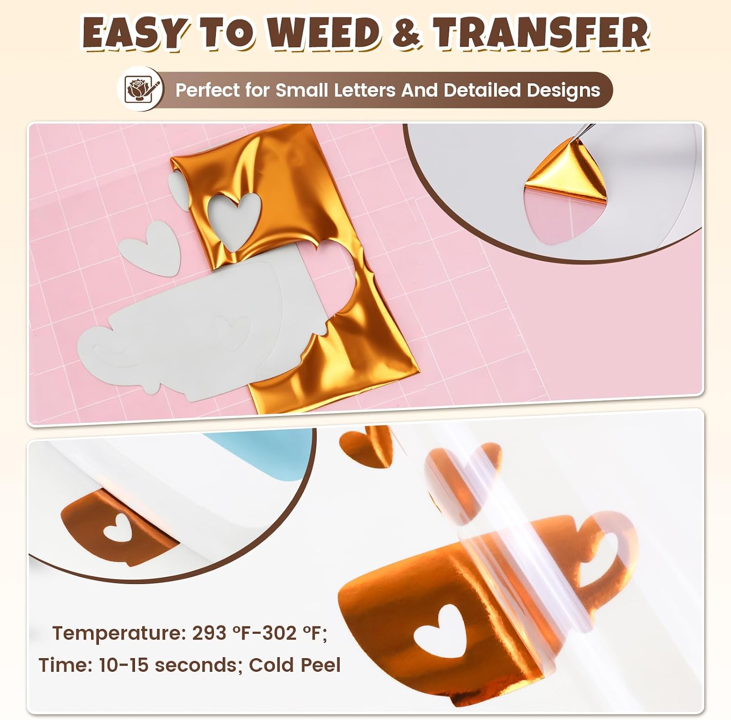 Orange Soft Metallic Foil Iron On Vinyl Roll, 12" x 5ft Heat Transfer Vinyl