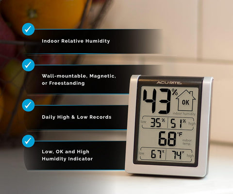AcuRite Wireless Digital Indoor Thermometer and Hygrometer Monitor for Inside Temperature and Humidity Measurements (00613)