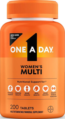 One A Day Multivitamin for Women- Daily Vitamins for Woman with Biotin, Calcium, Folic Acid, Iron & Zinc, Complete Women’s Vitamins, 200 Ct (Packaging May Vary)
