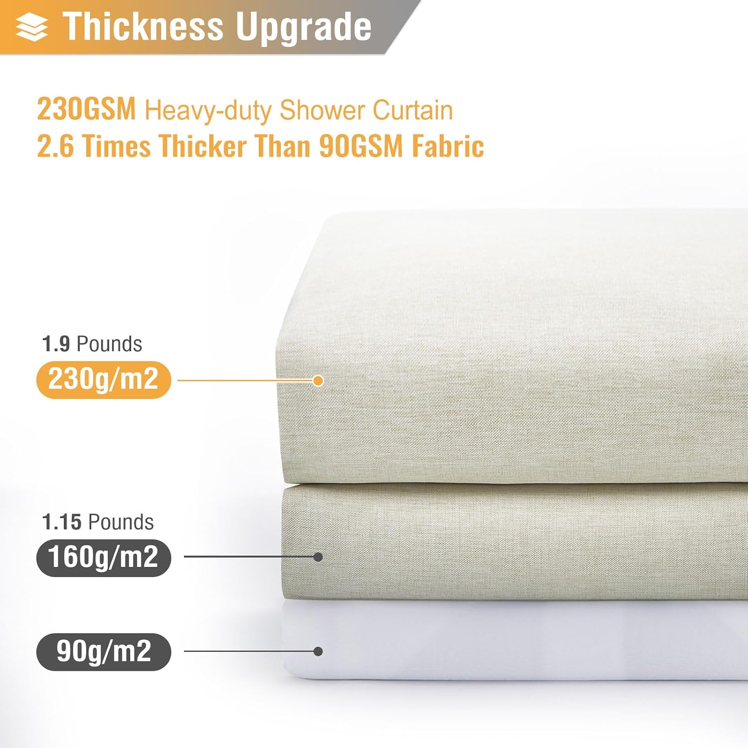 BTTN Linen Textured Waterproof Fabric Shower Curtain, 72x84, Light Cream