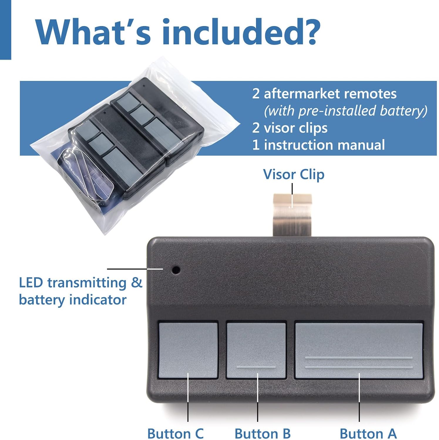 Solidremote Garage Door Opener Remote, Compatible with Chamberlain, and LiftMaster Openers, 371LM 373LM 971LM 973LM, Universal, 2 Pack