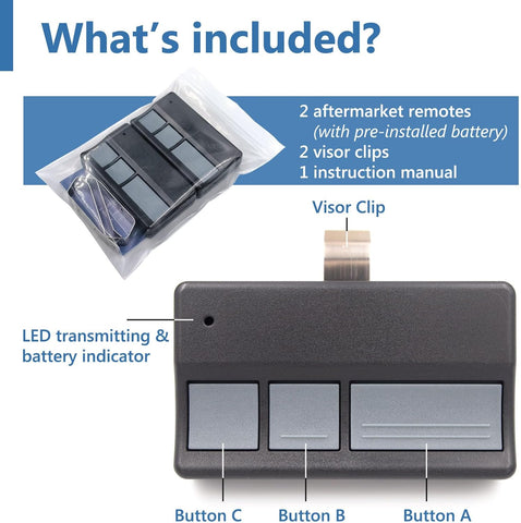 Solidremote Garage Door Opener Remote, Compatible with Chamberlain, and LiftMaster Openers, 371LM 373LM 971LM 973LM, Universal, 2 Pack