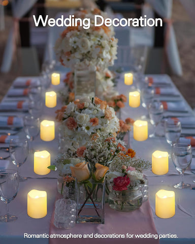 SHYMERY Flameless Votive Candles,Lasts 2X Longer,Battery Operated LED Tea Lights with Warm White Flickering Light,Small Electric Fake Tea Candle Realistic for Wedding,Table,Outdoor,Pack of 12
