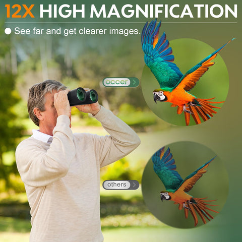 occer 12x50 Binoculars for Adults High Powered - HD Bird Watching Binoculars for Hunting with Clear Vision - Easy Focus Binoculars with Long Range for Hiking Travel Cruise Trip Concert Stargazing