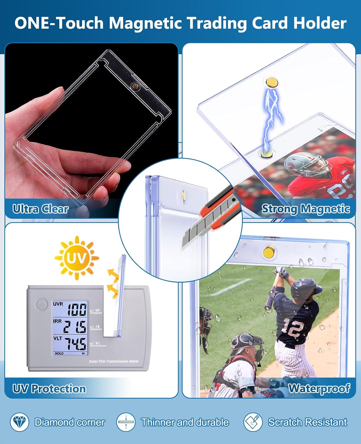 204ct Magnetic Cards Case: Ultra Slim 35pt One Touch Card Holder