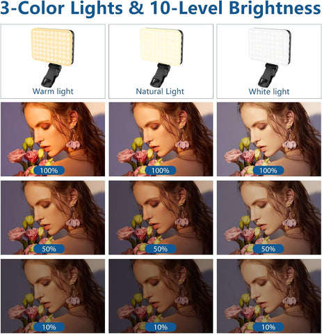 ALTSON 60 LED Portable Selfie Light Video Conference Lighting with Clip & Camera Tripod Adapter Rechargeable 2200mAh CRI 97+, 3 Light Modes for Phone iPhone Webcam Laptop Photo Makeup