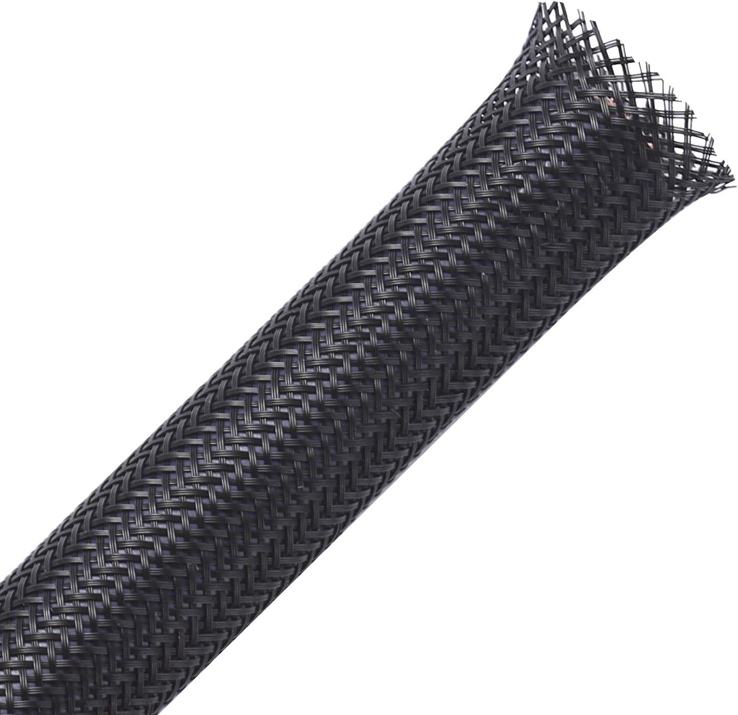 25ft - 1/4 inch PET Expandable Braided Sleeving – Black – Alex Tech Braided Cable Sleeve
