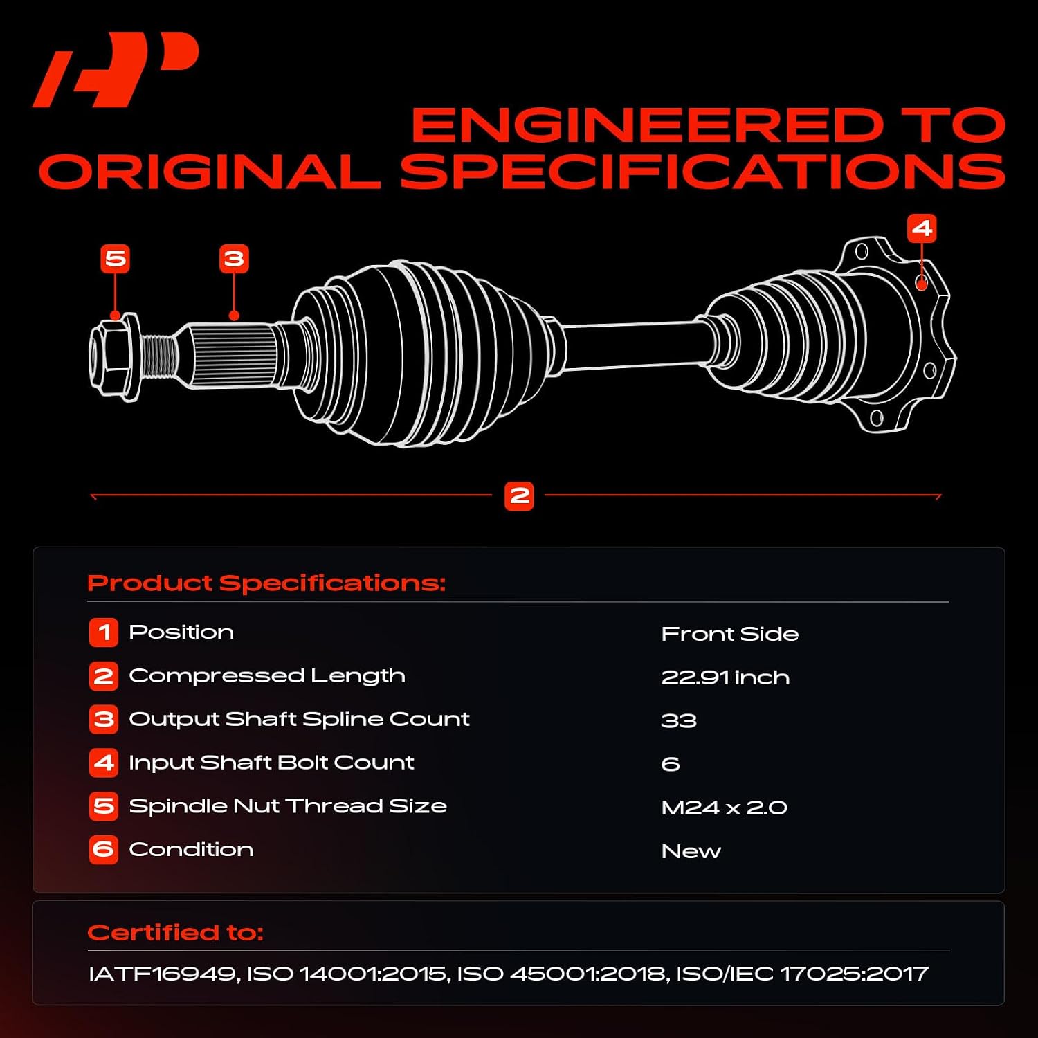 A-Premium Front Driver or Passenger Side CV Axle Shaft Assembly