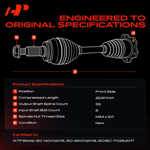 A-Premium Front Driver or Passenger Side CV Axle Shaft Assembly