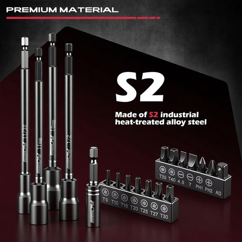 Nut Driver Impact Bit Set - 31-Piece Magnetic Socket Impact Drill Bit Tool Sets Extra Long Hex Nut Setter Driver Holder - Metric SAE Screwdriver Bits 1/4 Drive Shank Adapter Extension