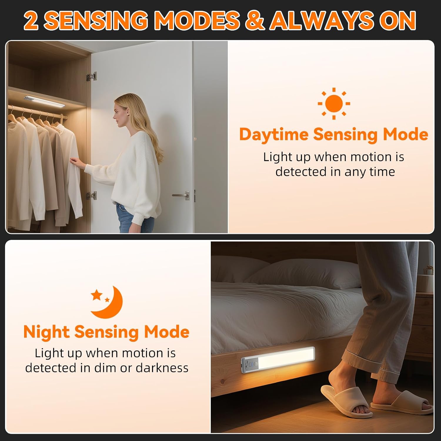 Under Cabinet Lighting Wireless, 10inch Motion Sensor Light Indoor, 3Pack