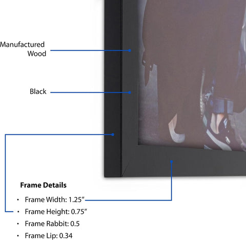 ArtToFrames 14x26 Inch Black Picture Frame, This 1.2500 Inch Custom Poster Frame is Black - Comes with Acrylic and Corrugated Backing (2WOMFRBW72079-14x26)