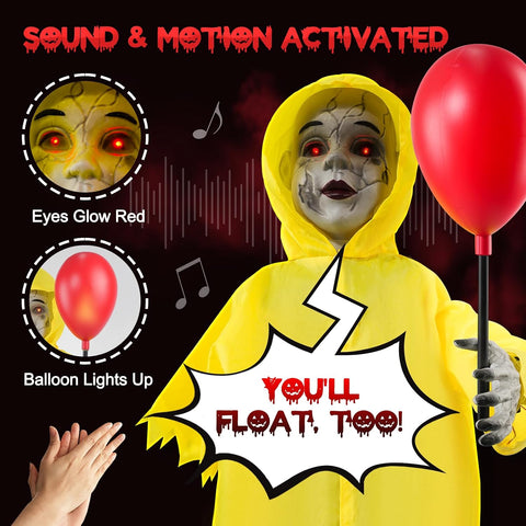 4 Ft Life Size Halloween Animatronics Prop with Sound & Touch