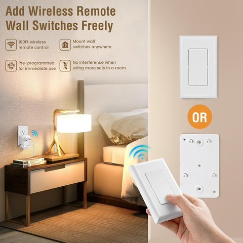 SURAIELEC Wireless Wall Switch Remote Control Outlet, 100 ft RF Range