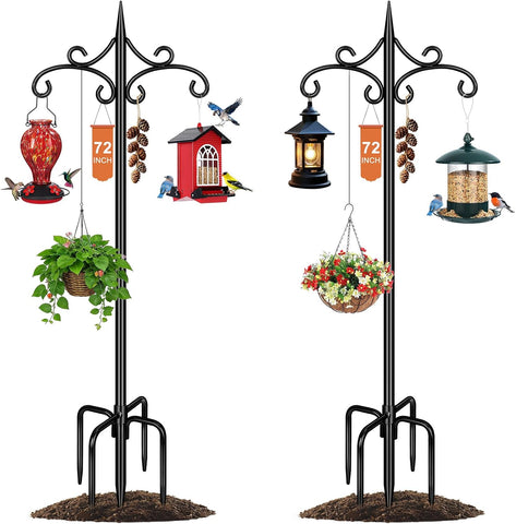 Double Shepherd Hook for Outdoor, 72in Bird Feeder Pole, 2Pack