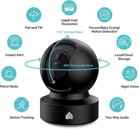 Kasa 1080p Indoor Pan/Tilt Wired Security Camera, Baby & Pet Monitor, EC71