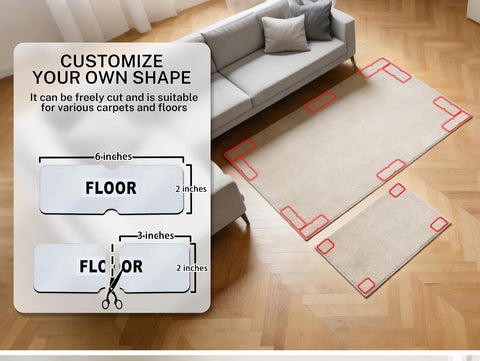 Reusable Rug Tape Grippers, Carpet Tape No Damaging for Hardwood Floors 8Pc