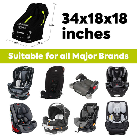 Infant Car Seat Travel Bag for Airplane - Durable Gate Check Bag for Car Seats that fits easily on Convertible Car Seats, Infant Carriers & Booster Seats (Hand Carry Bag, Black)