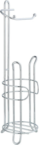 SunnyPoint Freestanding Toilet Paper Holder with Storage – Holds 3 Spare Rolls, Heavy-Duty Steel, Chrome Finish, Easy Assembly, Space-Saving Bathroom Organizer