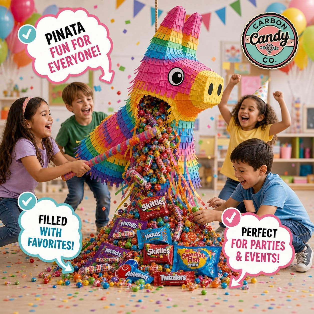 Pinata Candy Variety Pack - 15 Lb Assorted Mix, Halloween Candies for Kids
