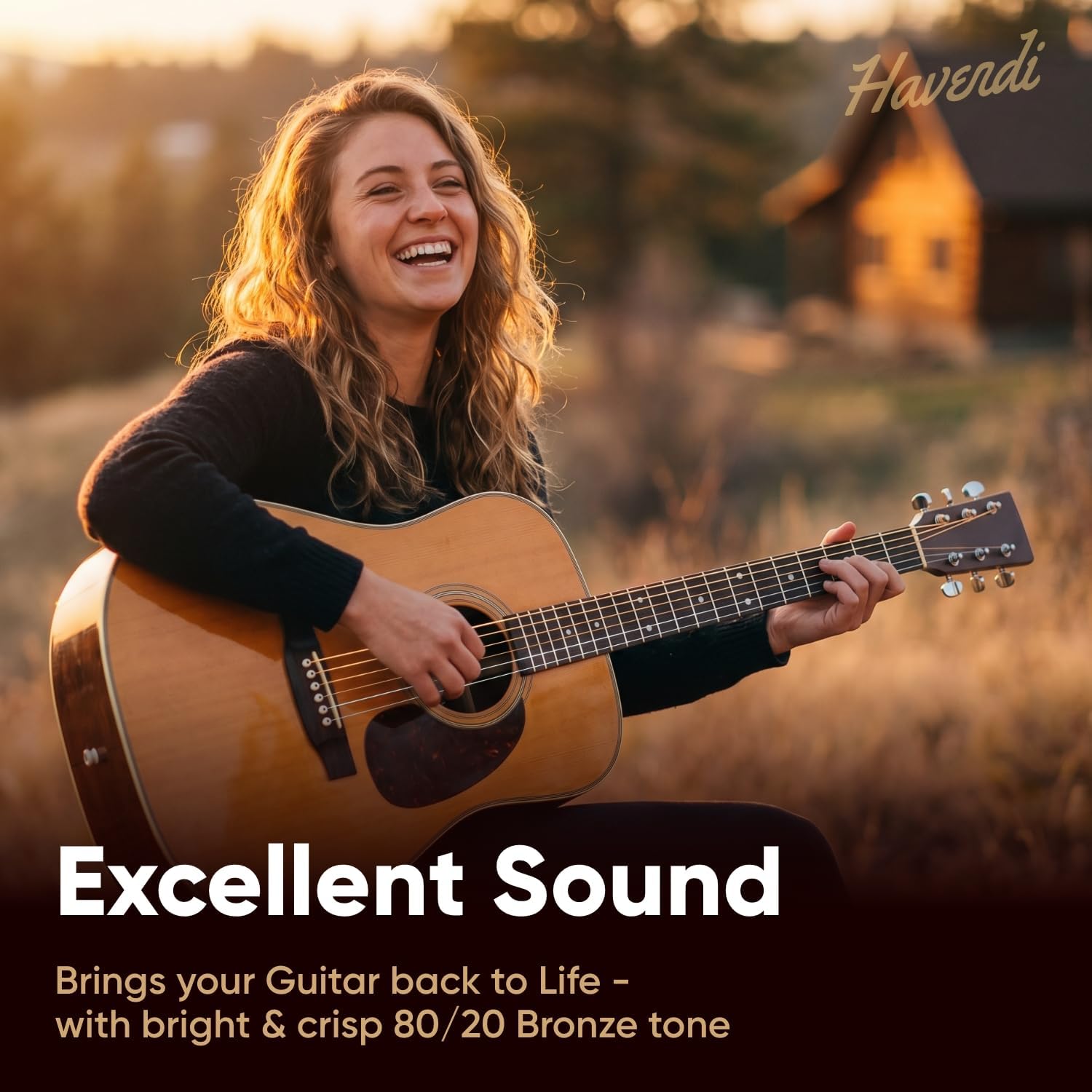 HAVENDI® Acoustic Guitar Strings 80/20 Bronze Coating I Brilliant Sound Quality I Includes 3 Picks (Custom Light 11-52, 1 Set)