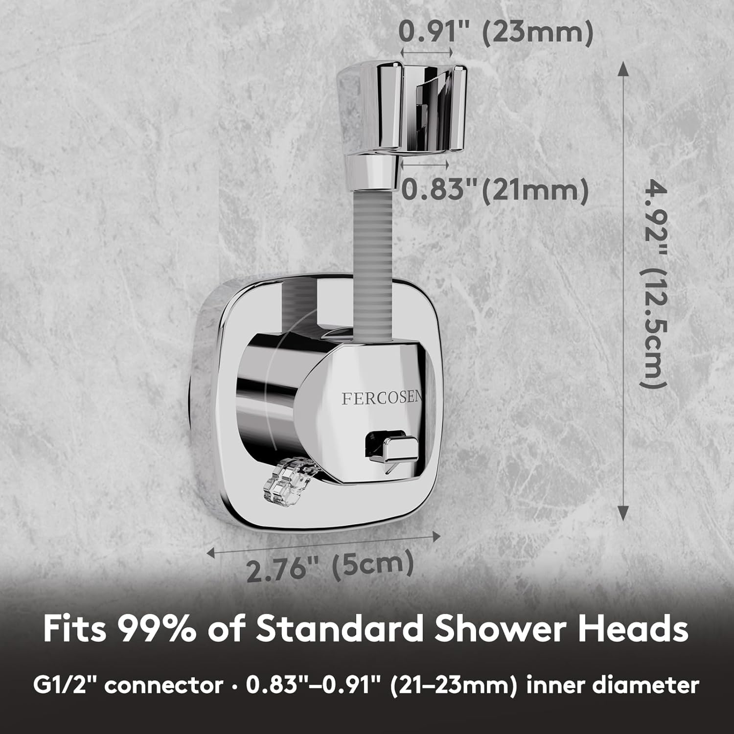 Shower Head Holder with Suction | 360° Swivel | White