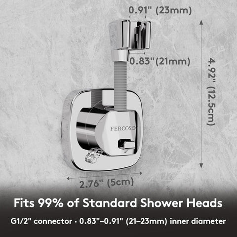 Shower Head Holder with Suction | 360° Swivel | White