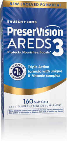 PreserVision AREDS3 Eye Vitamins AREDS2 Formula + B-Complex 160 Softgels | Macular support supplement*, lutein & zeaxanthin, #1 eye doctor recommended brand1, 8 B-vitamins, 160 softgels
