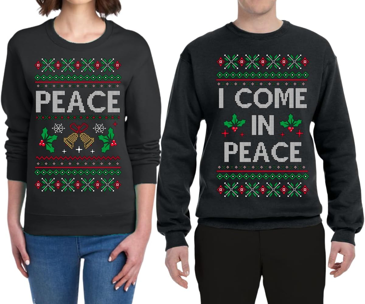 I Come in Peace Couples Sweatshirt Ugly Christmas Matching Crewneck Sweater