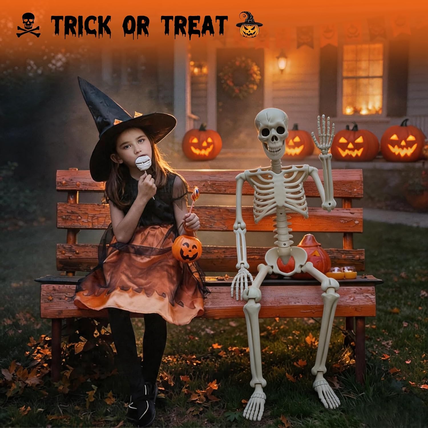 2 Pack Skeleton Halloween Decorations-3 ft Full Body Posable Joints
