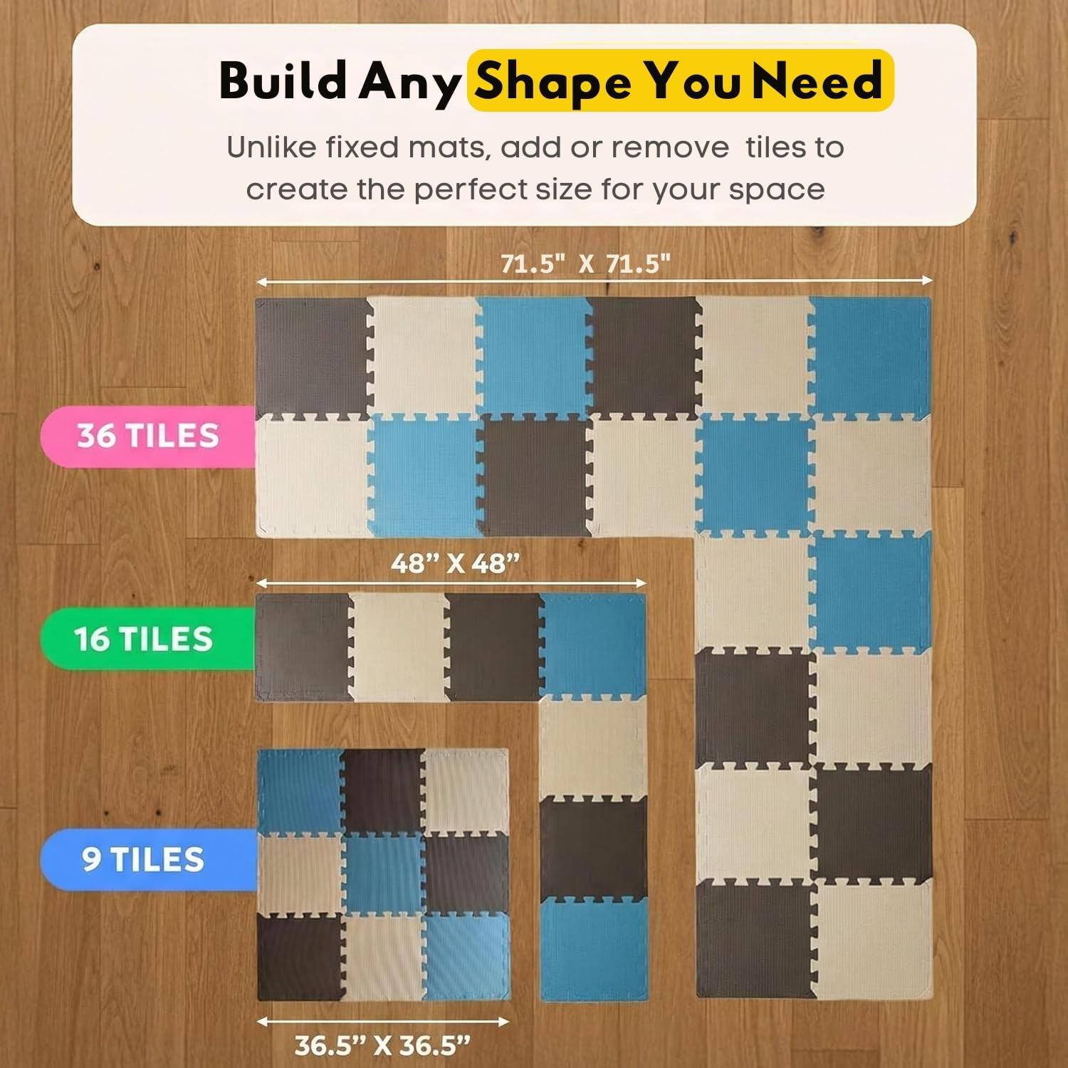 MioTetto Baby Play Mat, Comfortable Playtime Mat – Portable Foam Floor Tiles, Safe Baby mat for Floor for Crawling & Development, Soft Play mat for Babies, Stylish Interlocking Foam Tiles
