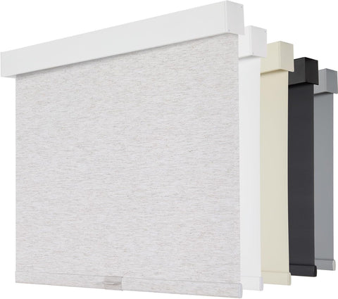 Persilux Cordless Blackout Roller Shades for Indoor Windows, Pull Down Blinds with Valance, Thermal Insulated Fabric, Free-Stop Shades for Home, Door and Bedroom (Linen,34.5" W x 64" H)