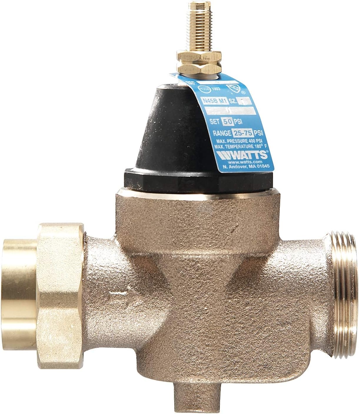 Watts 3/4 LFN45BM1 Valve, 3/4" Pressure Reducing NPT Threaded Female Inlet x NPT Female Outlet