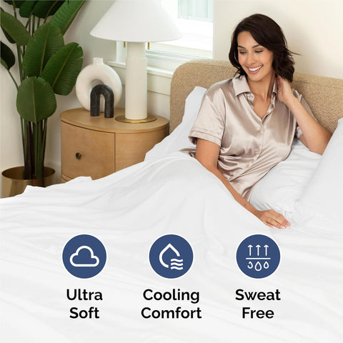 King 6 Piece Bed Sheet Set - Comfy, Breathable & Cooling Sheets - White