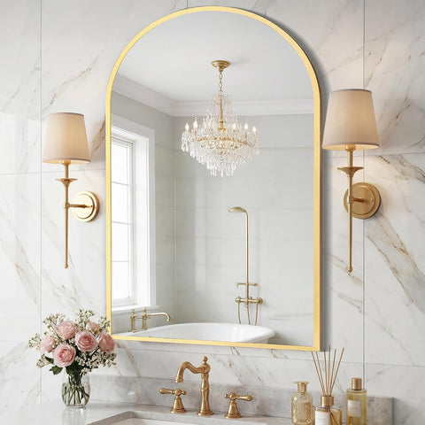 Sweetcrispy 26"x38" Arched Bathroom Mirror, Bathroom Mirrors for Over Sink