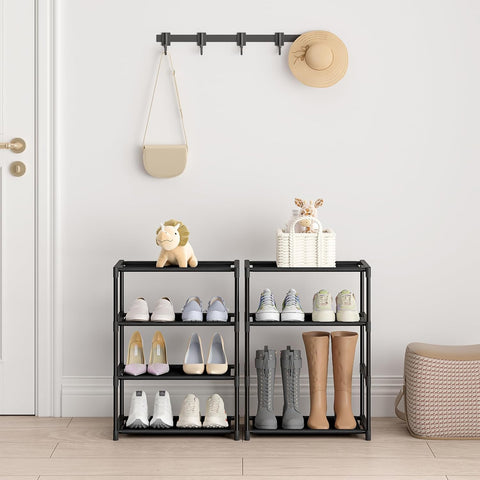Autonomier 4 Tier Extra Small Shoe Rack (16.3" Wide), Space Saver Shelf