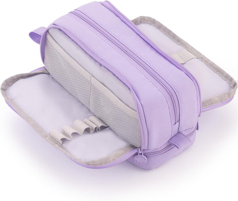 CICIMELON Large Capacity Pen Pencil Case with 4 Compartments, Multi-Slot Pencil Pouch Bag Aesthetic School Supplies Organizer for Teen Girls, Women, Adults (Purple)