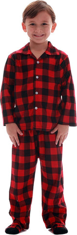 #followme Family Pajamas Buffalo Plaid Button-Front Microfleece Pajamas Set with Matching Socks